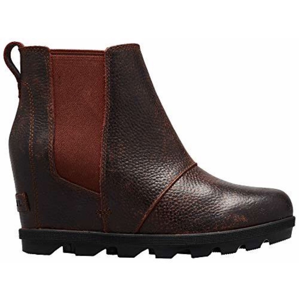 Women's Brown Leather Chelsea Wedge Boot